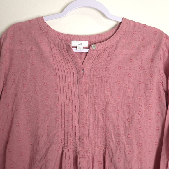 J.JILL‎ Swissdot Popover Roundneck Babydoll Mauve Pink Blouse Mp - Picture 2 of 8